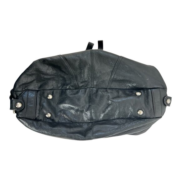 B Makowsky Black Leather Shoulder Bag with Tiger Print Inside Lining - Picture 6 of 10